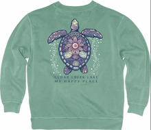 Load image into Gallery viewer, My Happy Place Ringspun Fleece Crew in Lagoon
