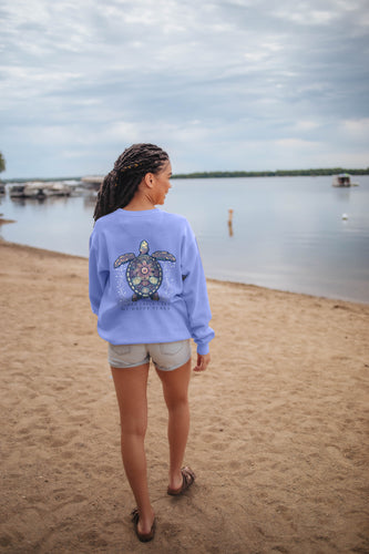 My Happy Place Ringspun Fleece Crew in Periwinkle