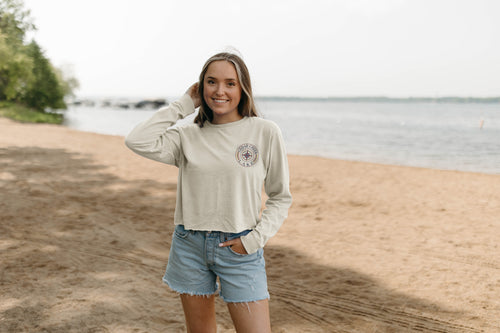 CCL Compass Cropped Ringspun Longsleeve Tee in Ivory