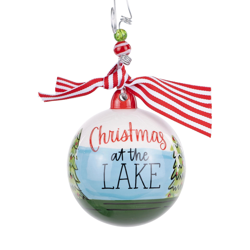 Santa Christmas At the Lake Ornament