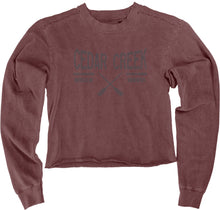 Load image into Gallery viewer, Maroon Cedar Creek Lake Cropped Fleece Crew Sweatshirt