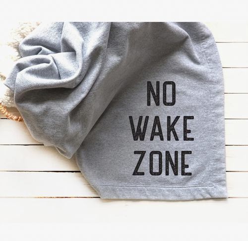 No Wake Zone Beach Blanket, Sweatshirt Throw Blanket- Athletic Grey