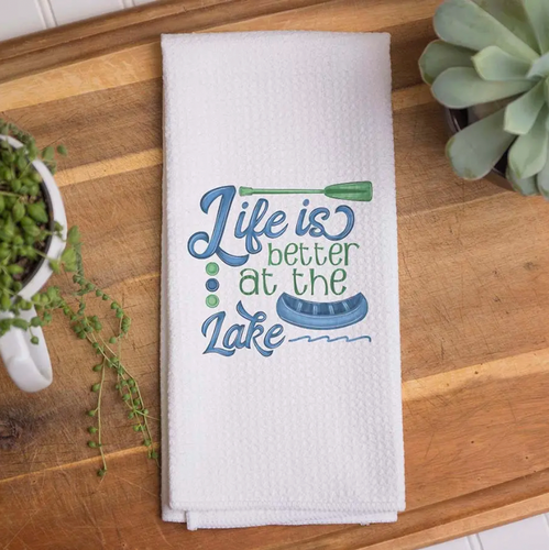 Life At the Lake Kitchen Towel, Lake House Dish Towel