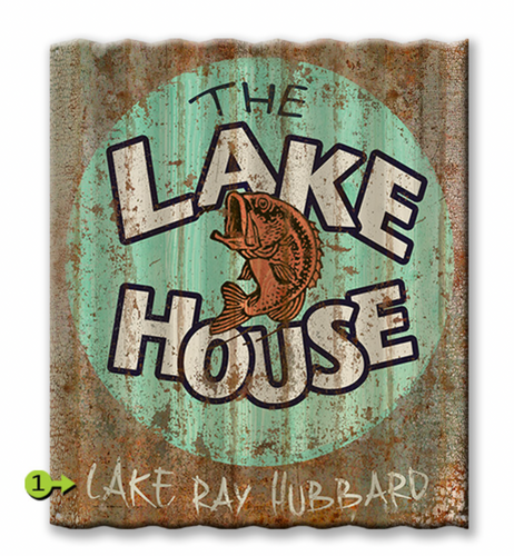 THE LAKE HOUSE DISTRESSED CORRUGATED METAL PERSONALIZED SIGN