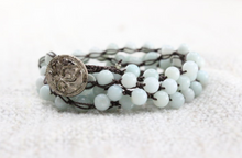 Load image into Gallery viewer, 6mm Blue Amazonite on Chocolate Wrap