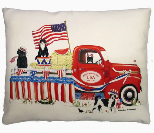Patriotic Paw-rade Indoor/Outdoor Pillow (19x24)