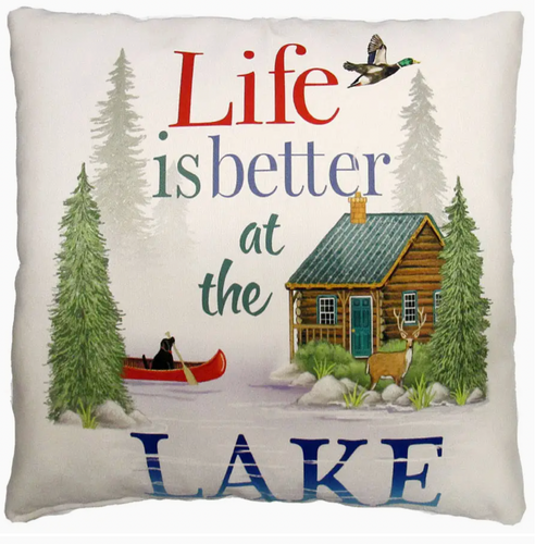 'Life is Better at the Lake' Indoor/Outdoor Pillow (18x18)