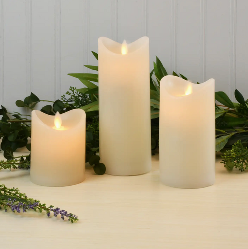 Battery Operated Led Wax Candles - Set of 3