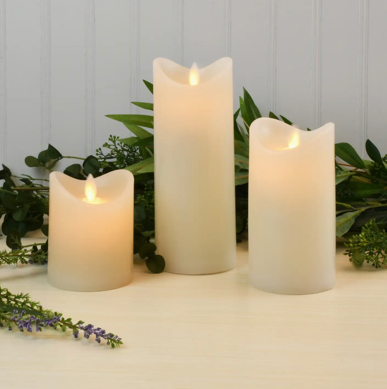 Battery Operated Led Wax Candles - Set of 3