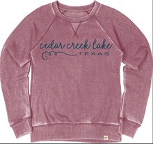 Load image into Gallery viewer, CCL Burnout Wash Fleece Crew in Cranberry