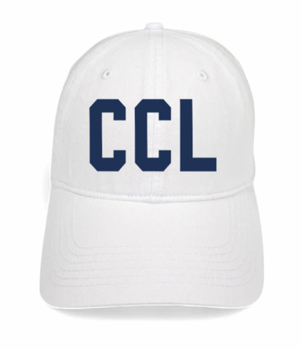 CCL White Cotton Hat with Navy Thread