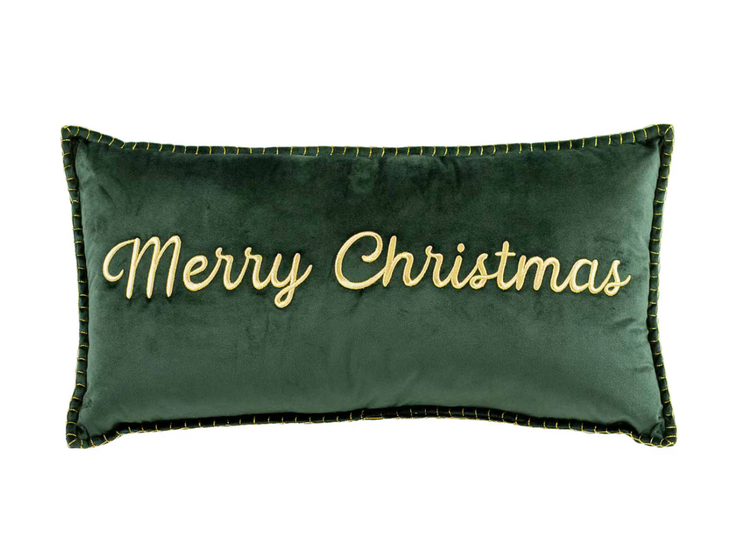 Merry Christmas Embroidered Pillow