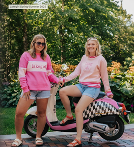 Lakegirl Varsity Fleece Crewneck in Pink