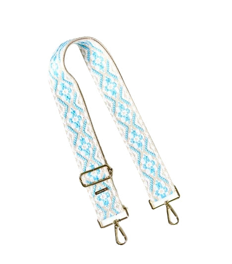 Premium Aztec Diamond Guitar Purse Strap - Sky Blue