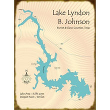 Load image into Gallery viewer, Lyndon B Johnson Lake Texas Map
