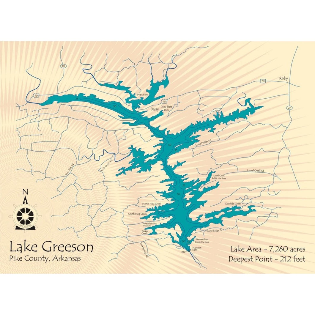 Greeson Lake Arkansas Map