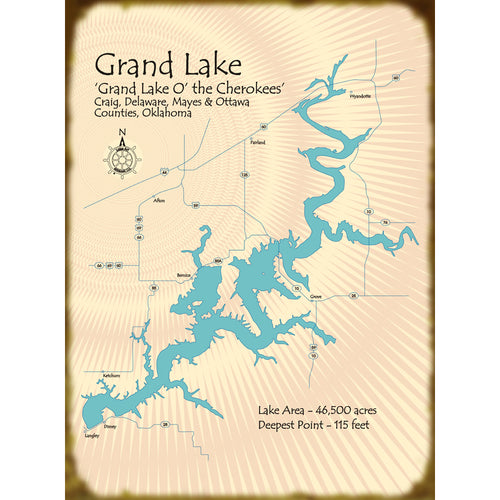 Grand Lake O The Cherokees Oklahoma Map