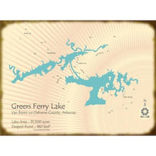 Load image into Gallery viewer, Greers Ferry Lake Arkansas Map