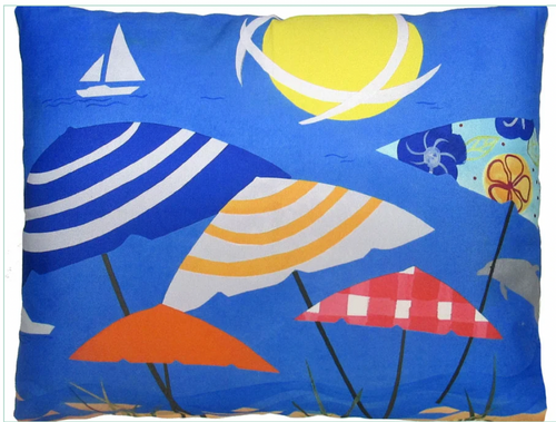 18x18 Indoor Outdoor Umbrellas on the Beach Pillow