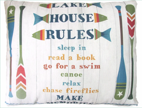 19x24 Indoor Outdoor Lake House Rules Pillow