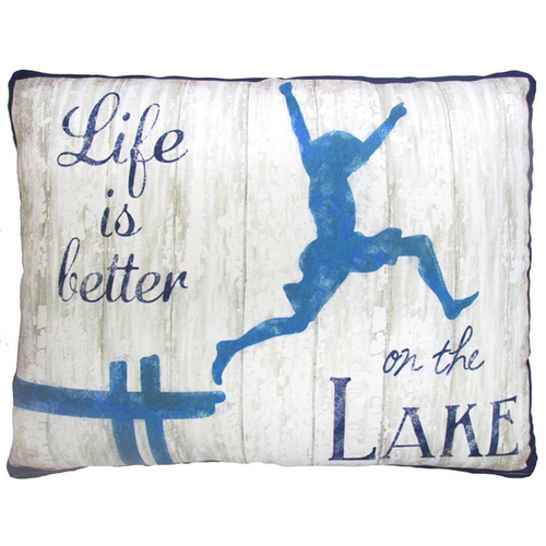 19x24 Indoor Outdoor Pillow Life is better on the Lake