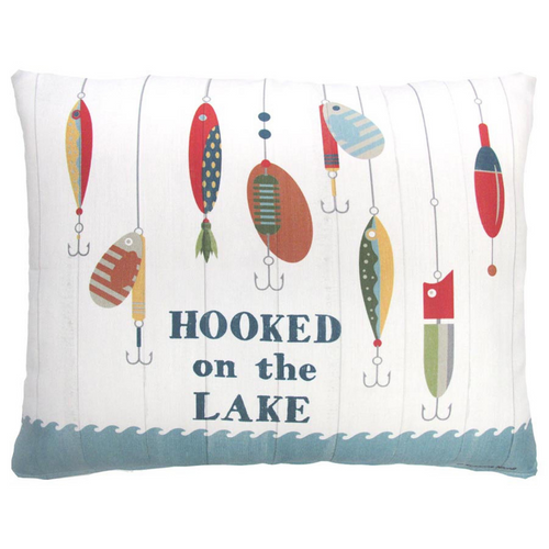 19x24 Indoor Outdoor Hooked on the Lake Pillow